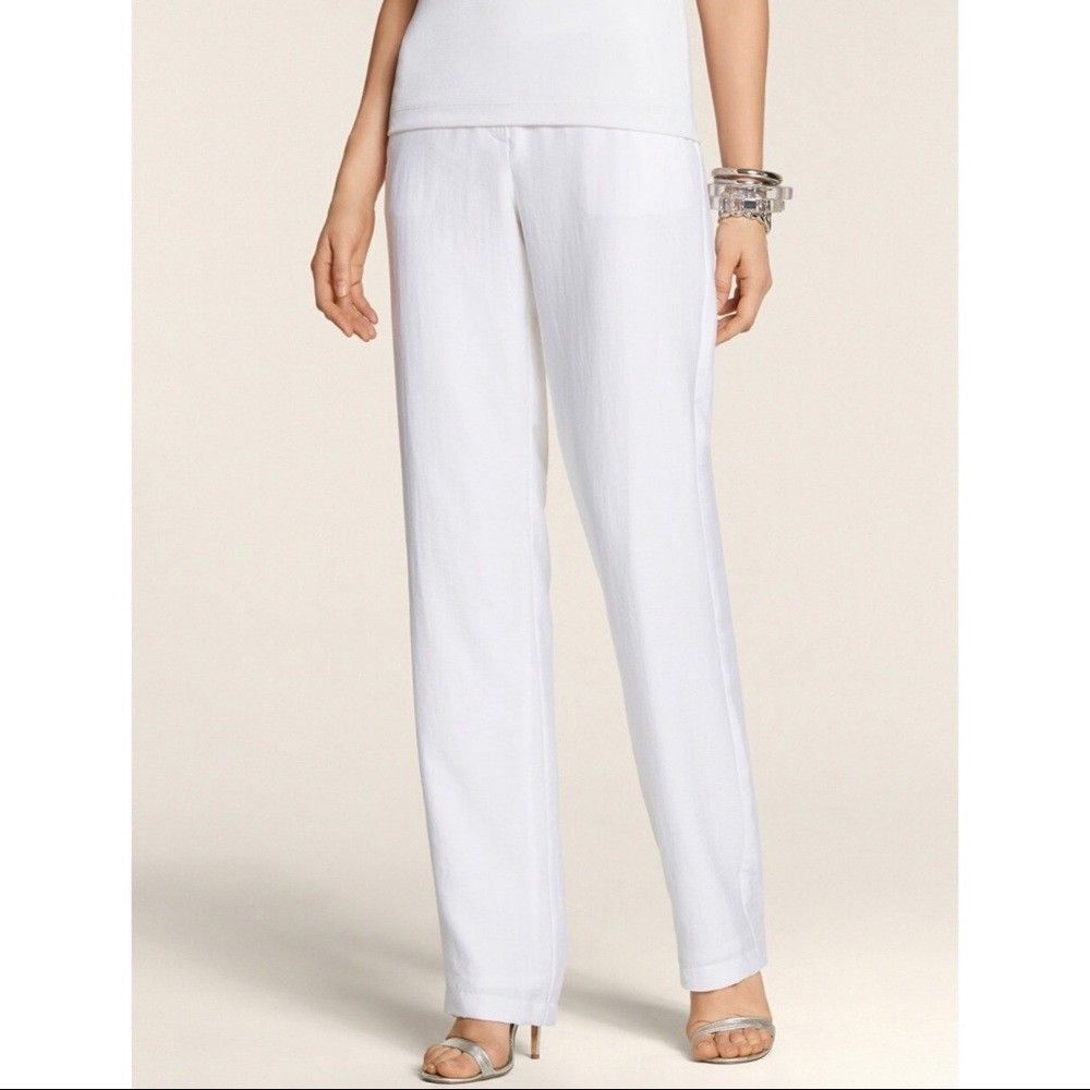 NWT CHICOS TRAVELERS White Colette High Rise Straight Leg Pants SIZE 3 US XL 16